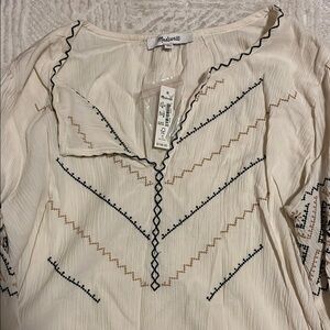 Madewell Cream Embroidered Women's Top